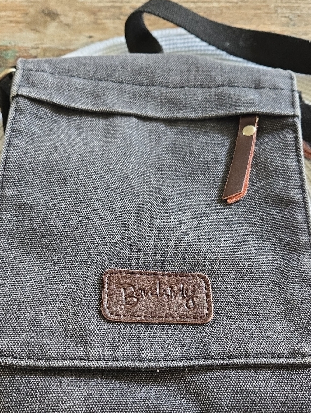 BERCHIRLY Dark Grey Canvas Messenger Bag. UNISEX.  (BIN 001)